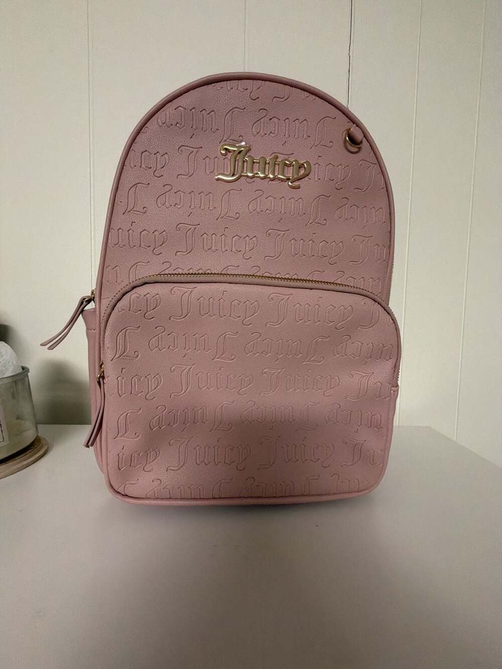 Juicy Couture Pink Embossed Logo Backpack y2k